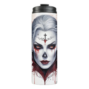 Mystical Woman Vampire Watercolor Halloween Thermal Tumbler