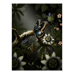 Mystical Woodland Moth Poster