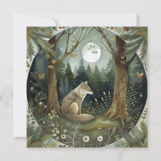Mystical Woodland Wolf Thank You Card