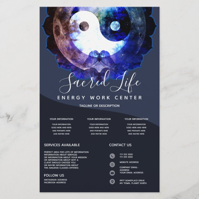 Mystical Yin Yang, Spiritual Holistic Service Flyer (Front)