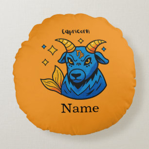 Mystical Zodiac Capricorn Sea Goat Astrology Round Cushion