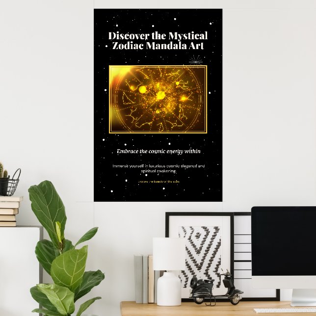 Mystical Zodiac Mandala Art | Celestial Astrology  Poster (Home Office)