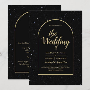 Mystique BLACK GOLD Starry Night Wedding Invitation
