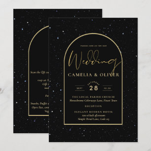 Mystique BLACK GOLD Starry Night Wedding Invitation