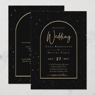 Mystique BLACK GOLD Starry Night Wedding Invitation