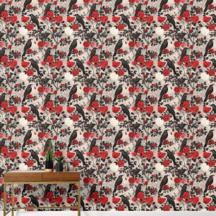  Mystique Crows Roses Moon Midnight Peel & Stick  Wallpaper