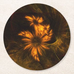Mystique Garden Abstract Art Round Paper Coaster