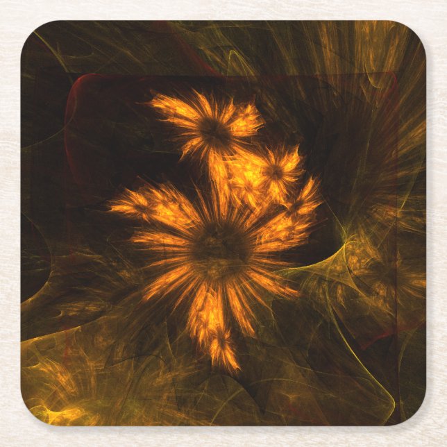 Mystique Garden Abstract Art Square Paper Coaster (Front)