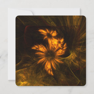 Mystique Garden Golden Abstract Fractal Art Invitation
