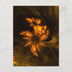 Mystique Garden Golden Abstract Fractal Art Postcard