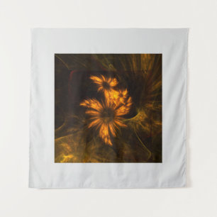 Mystique Garden Golden Abstract Fractal Art Tapestry
