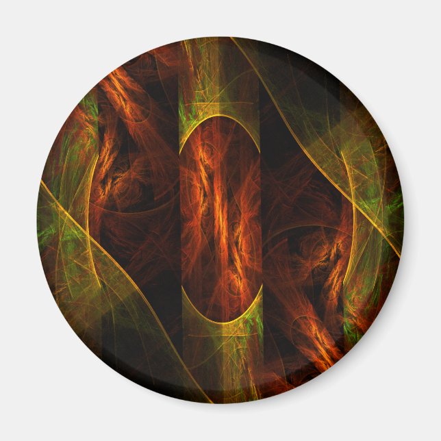 Mystique Jungle Abstract Art Round Magnet (Front)
