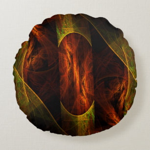 Mystique Jungle Abstract Art Round Pillow