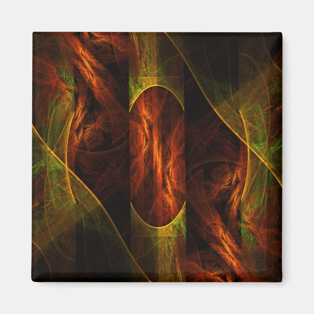 Mystique Jungle Abstract Art Square Magnet (Front)