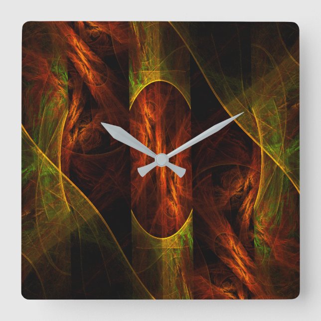 Mystique Jungle Abstract Art Square Wall Clock (Front)