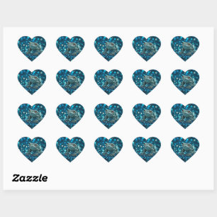 Mystique of the Blue Dimentee Frog On Blue Bokeh Heart Sticker