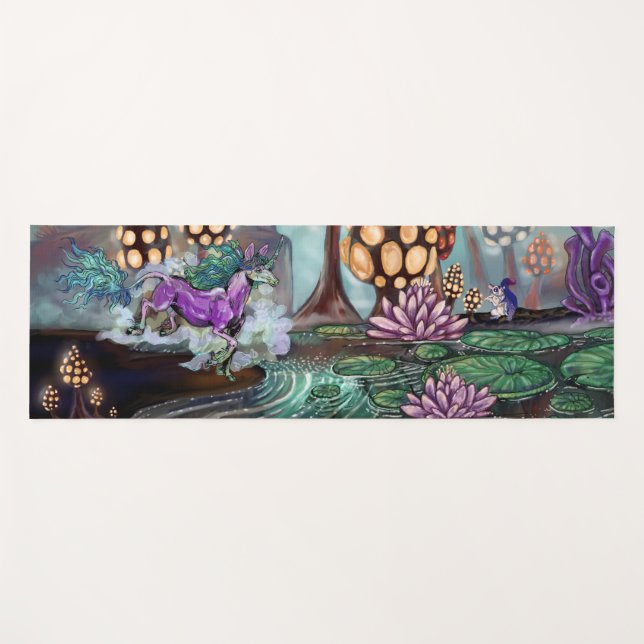 Mysts of the Glowshrooms Fantasy Landscape Yoga Mat (Front (Horizontal))