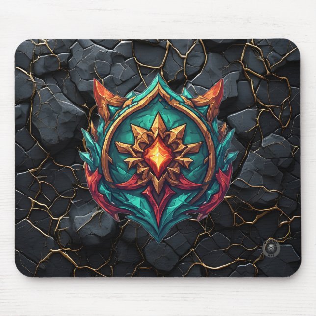 Mythic Dragon Crest Gamer Emblem Mouse Mat (Front)