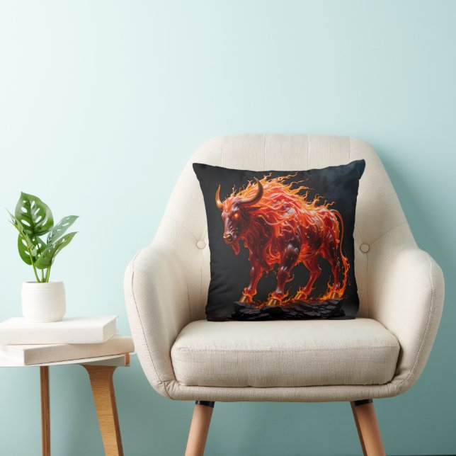Mythic Fire Bull Cushion (Chair)