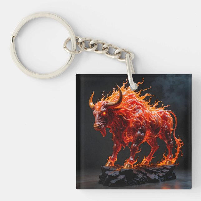 Mythic Fire Bull Key Ring (Front)