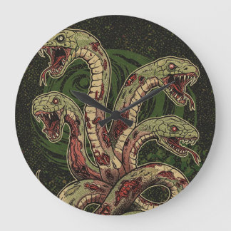 Mythic Green Serpent Horror Art Large Clock