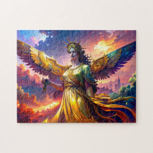 Mythic Lady Liberty Winged Goddess SciFi Fantasy Jigsaw Puzzle