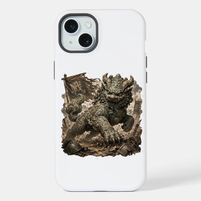 Mythic Stone Guardian Fantasy Sticker iPhone Case (Back)