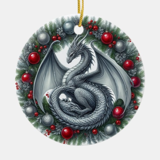 Mythic Wreathkeepers of Winter Ceramic Tree Decoration (Front)