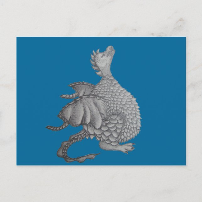 mythical and fantasy creature cute grey dragon  postcard (Front)