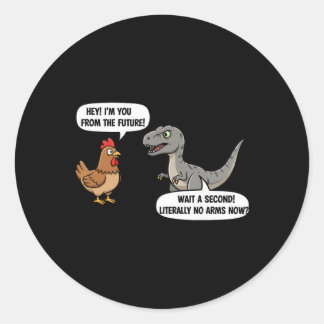 Mythical And Prehistoric Funny Chicken Vs Cartoon  Classic Round Sticker