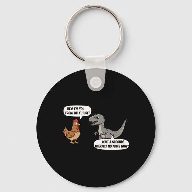 Mythical And Prehistoric Funny Chicken Vs Cartoon  Key Ring (Front)