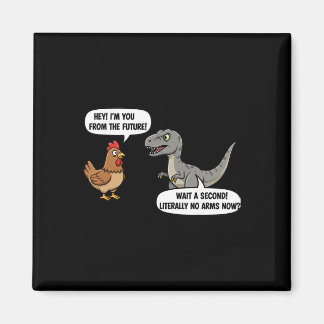 Mythical And Prehistoric Funny Chicken Vs Cartoon  Magnet
