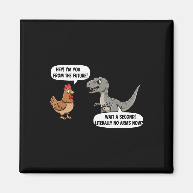 Mythical And Prehistoric Funny Chicken Vs Cartoon  Magnet (Front)