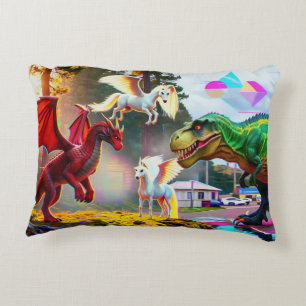 Mythical and Prehistoric Pegasus, Dragon, Dinosaur Decorative Cushion