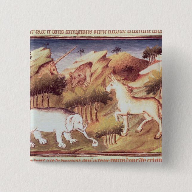Mythical animals in the wilderness 15 cm square badge (Front)