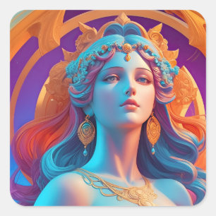 Mythical Aphrodite Portrait Square Sticker