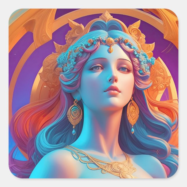 Mythical Aphrodite Portrait Square Sticker (Front)