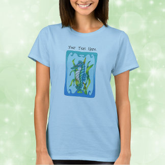 Mythical Aqua Blue Sea Dragon Wavy Blue Frame T-Shirt