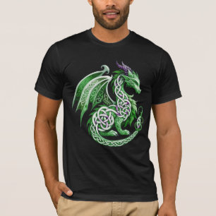 Mythical Celtic Green Dragon Fantasy Art T-Shirt