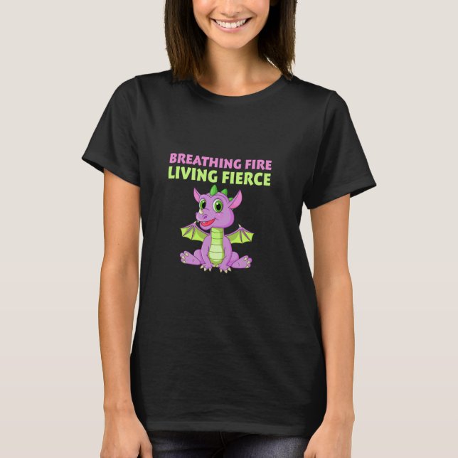 Mythical Creature Dragons Reptile Breathing Fire T-Shirt (Front)