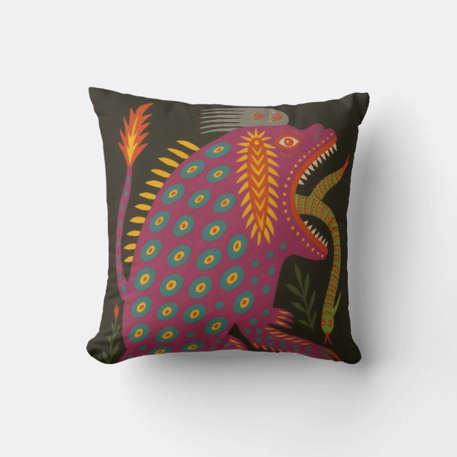 Mythical Creature Folk Art Print Cushion (Front)