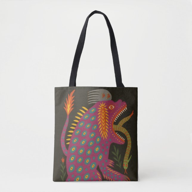 Mythical Creature Folk Art Print Tote Bag (Front)