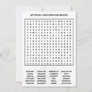 Mythical Creatures Word Search Invitation
