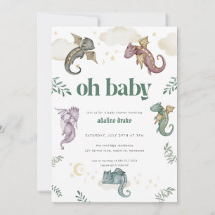 Mythical Dragon Baby Shower Invitation Fairytale