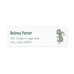 Mythical Dragon Baby Shower Return Address Labels