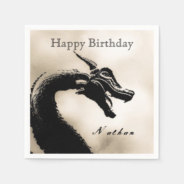 Mythical Dragon Birthday Napkin (Front)