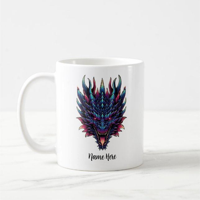 Mythical Dragon Custom Name Coffee Mug (Left)