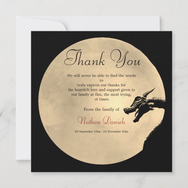 Mythical Dragon Funeral Thank You Cards (Front)