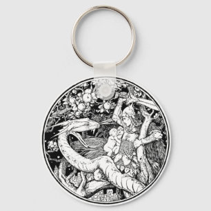 Mythical Dragon Vintage Illustration Keychain