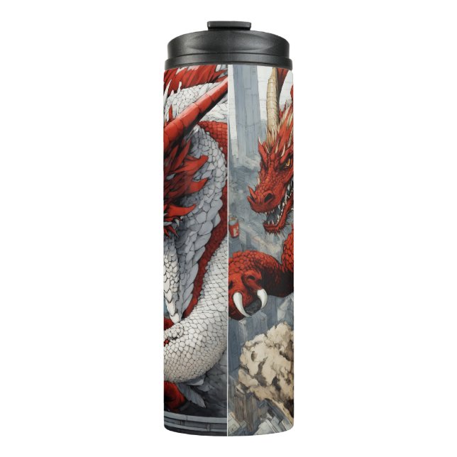 "Mythical Elegance: Dragon-Embossed Stainless Stee Thermal Tumbler (Front)